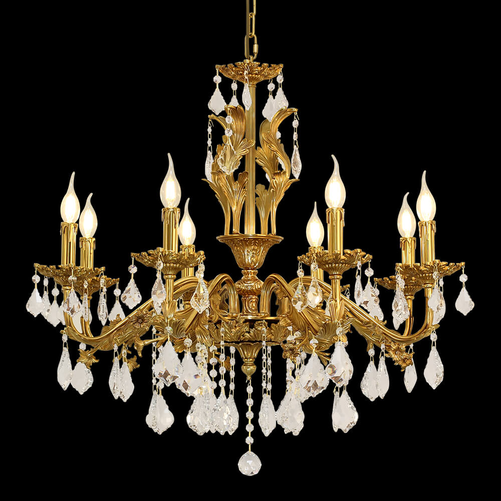 8 Lights Candle Style Brass and Crystal Chandelier XS0309-8