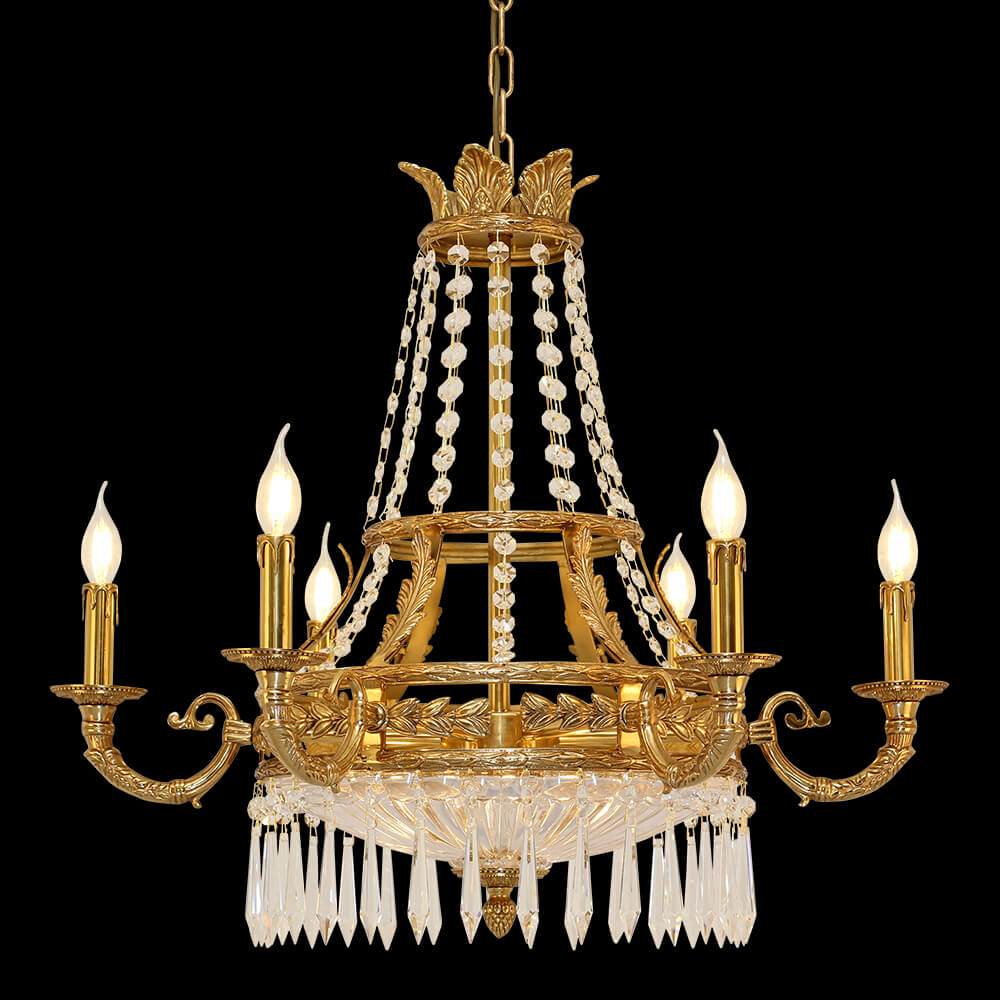 9 Lights French Empire Brass Crystal Chandelier XS0322-6