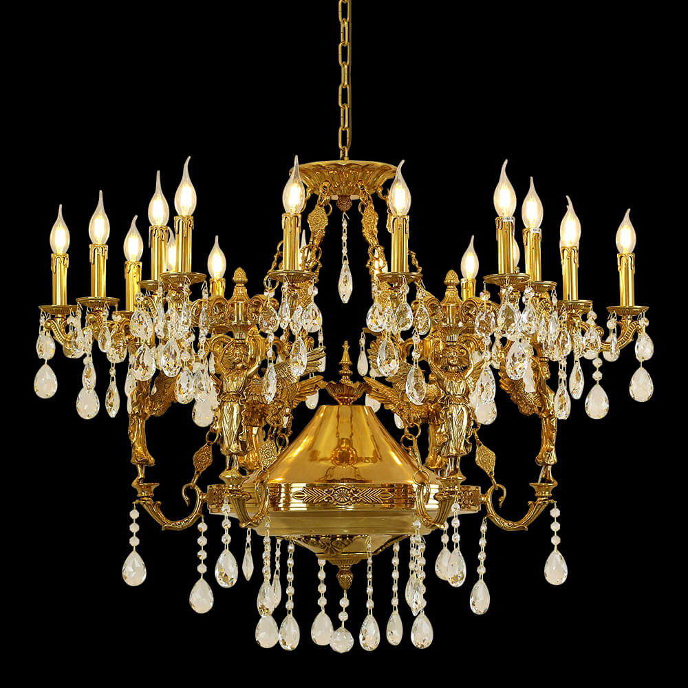 18 Lights Candle Style Brass and Crystal Candelier XS0323