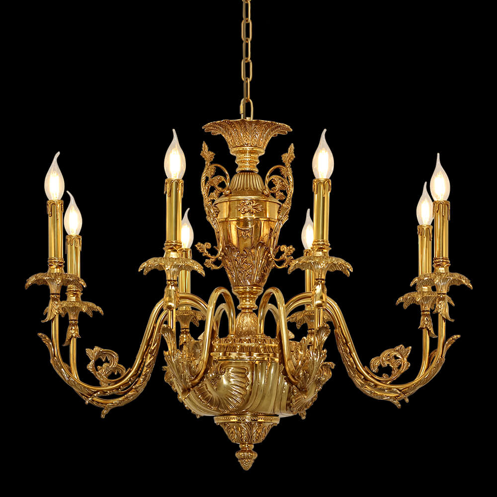Lámpara de araña de cobre palacio francés barroco de 8 luces XS0326