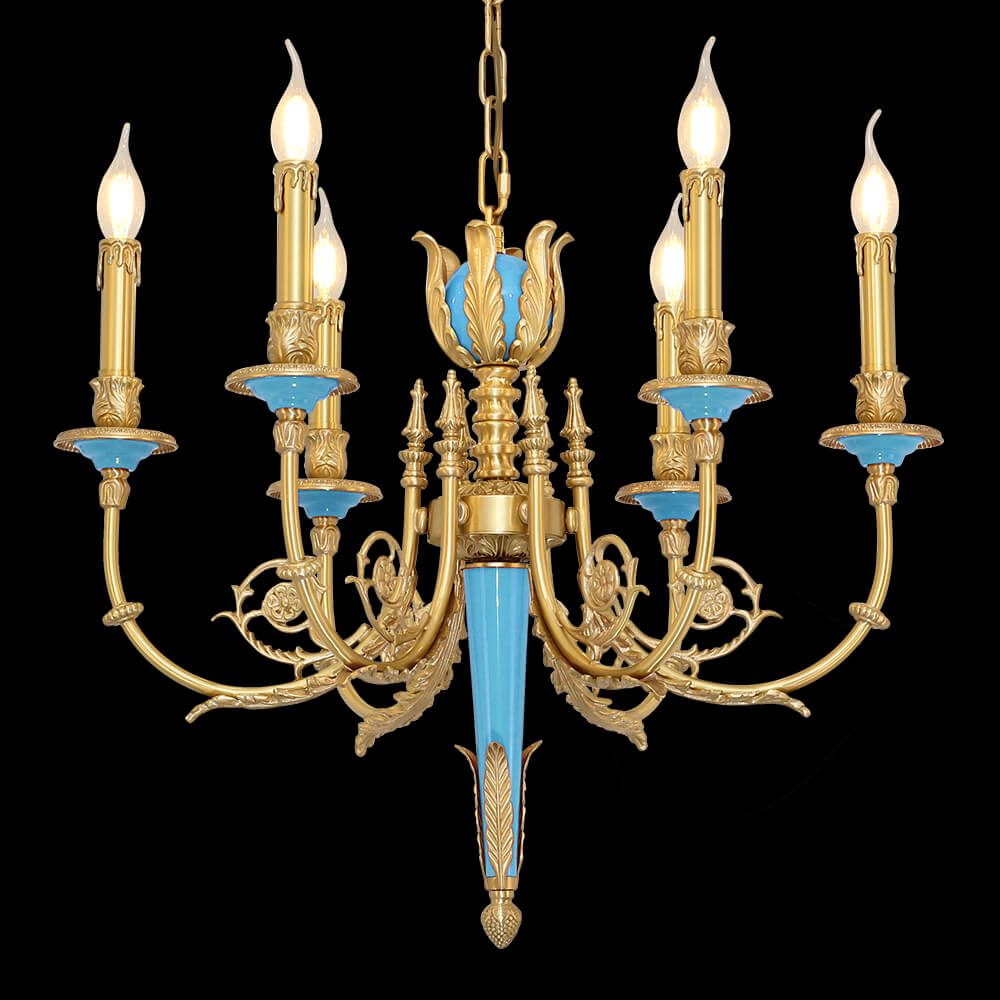 Френски месингов полилей с 6 лампи в бароков стил XS0342-6B