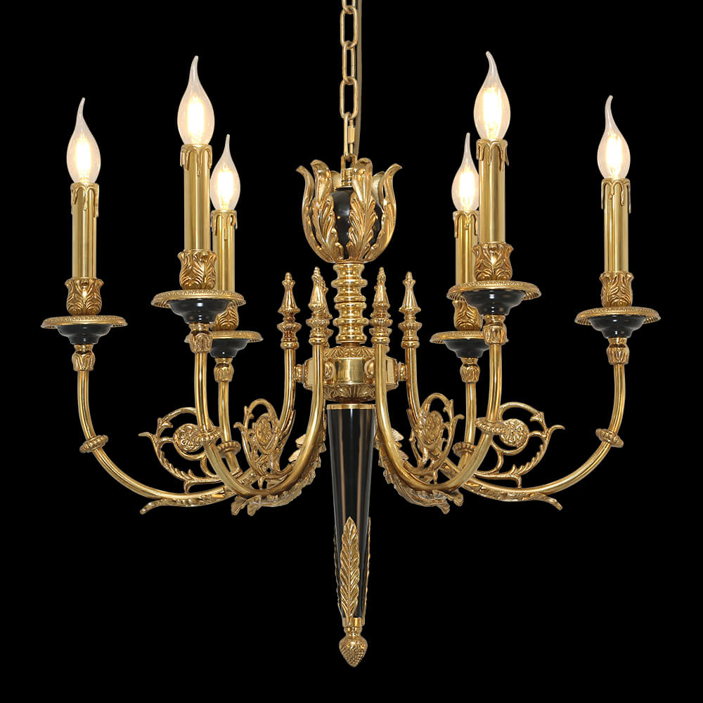 6 Limyè Barok Style franse an kwiv chandelye XS0342-6H
