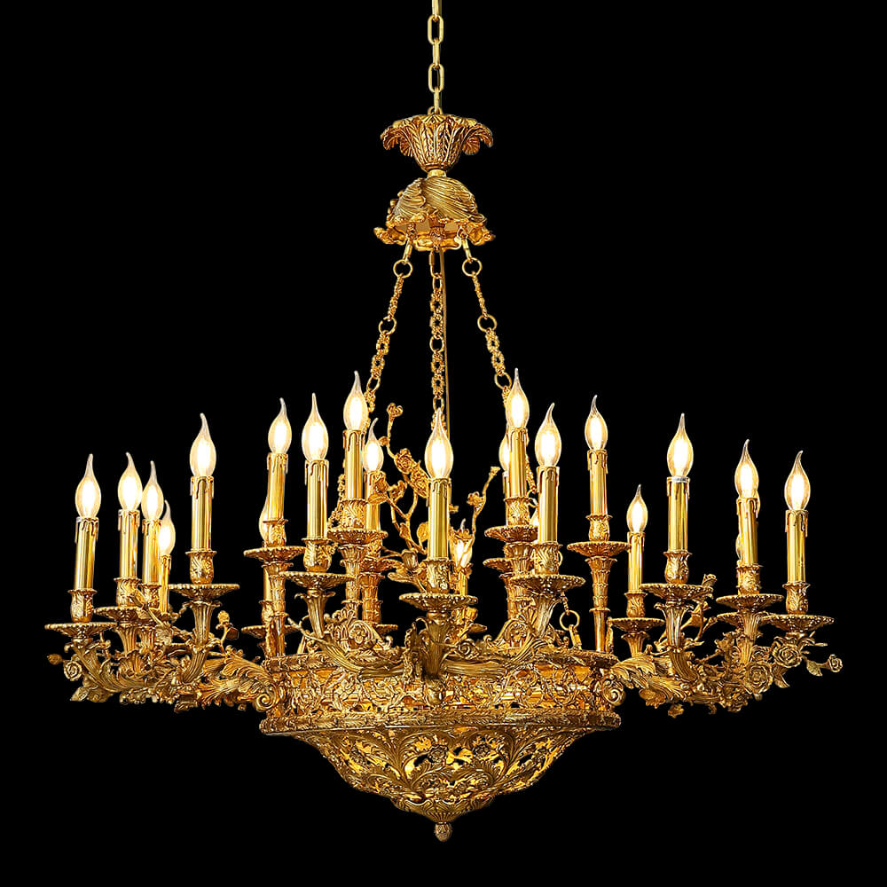 27 Lights Baroque French Palace Copper Chandelier