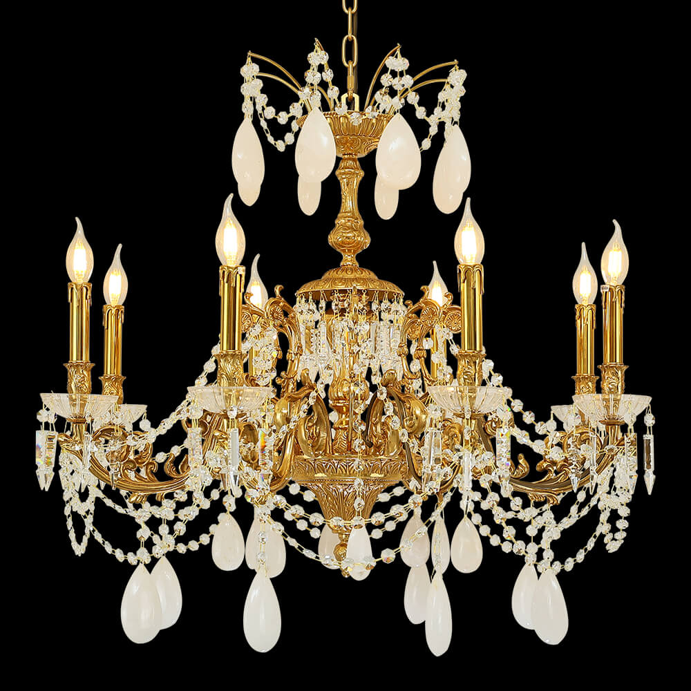 8 Lights Candle Style Brass and Crystal Chandelier XS0397