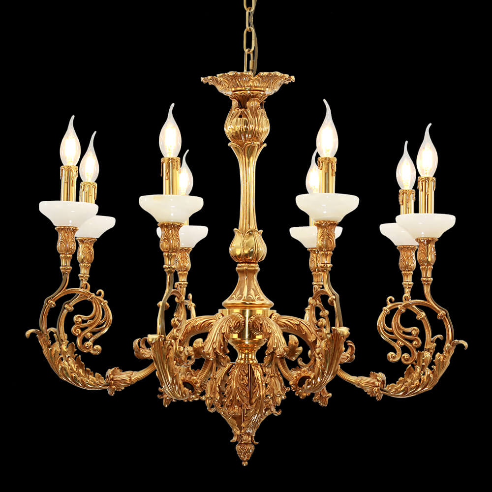 Lámpara de araña de latón dorado francés vintage de 8 luces XS0458-8
