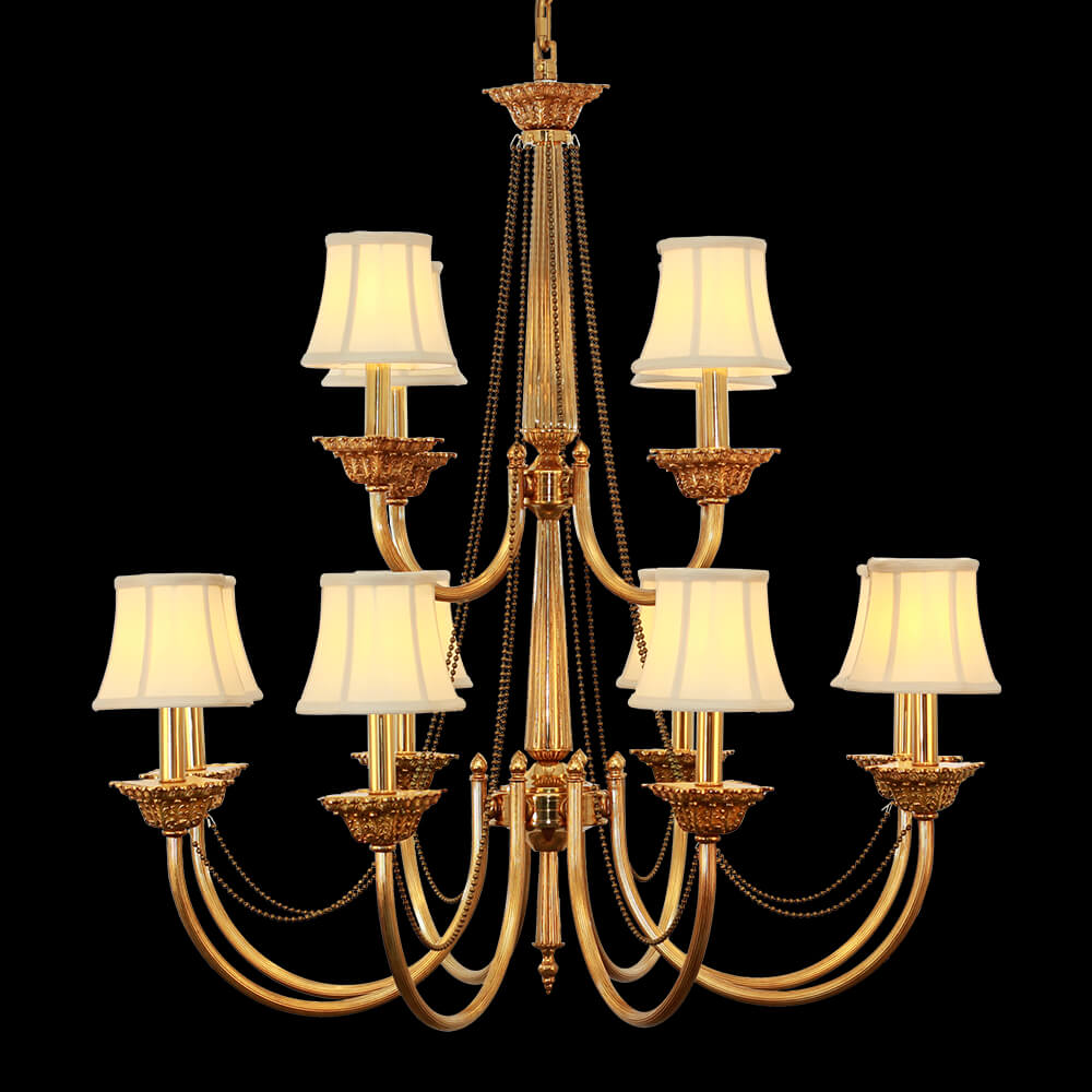 12 Lights Vintage French Gold Brass Chandelier XS0470