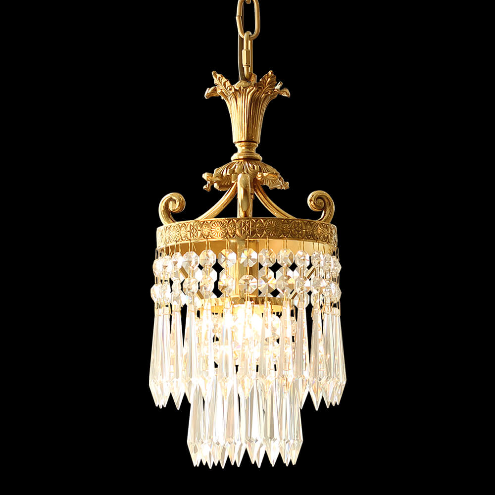 French Empire Brass and Crystal Chandelier XS0479