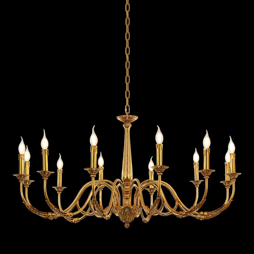 Lámpara de araña de latón dorado francés vintage de 12 luces XS0480-12