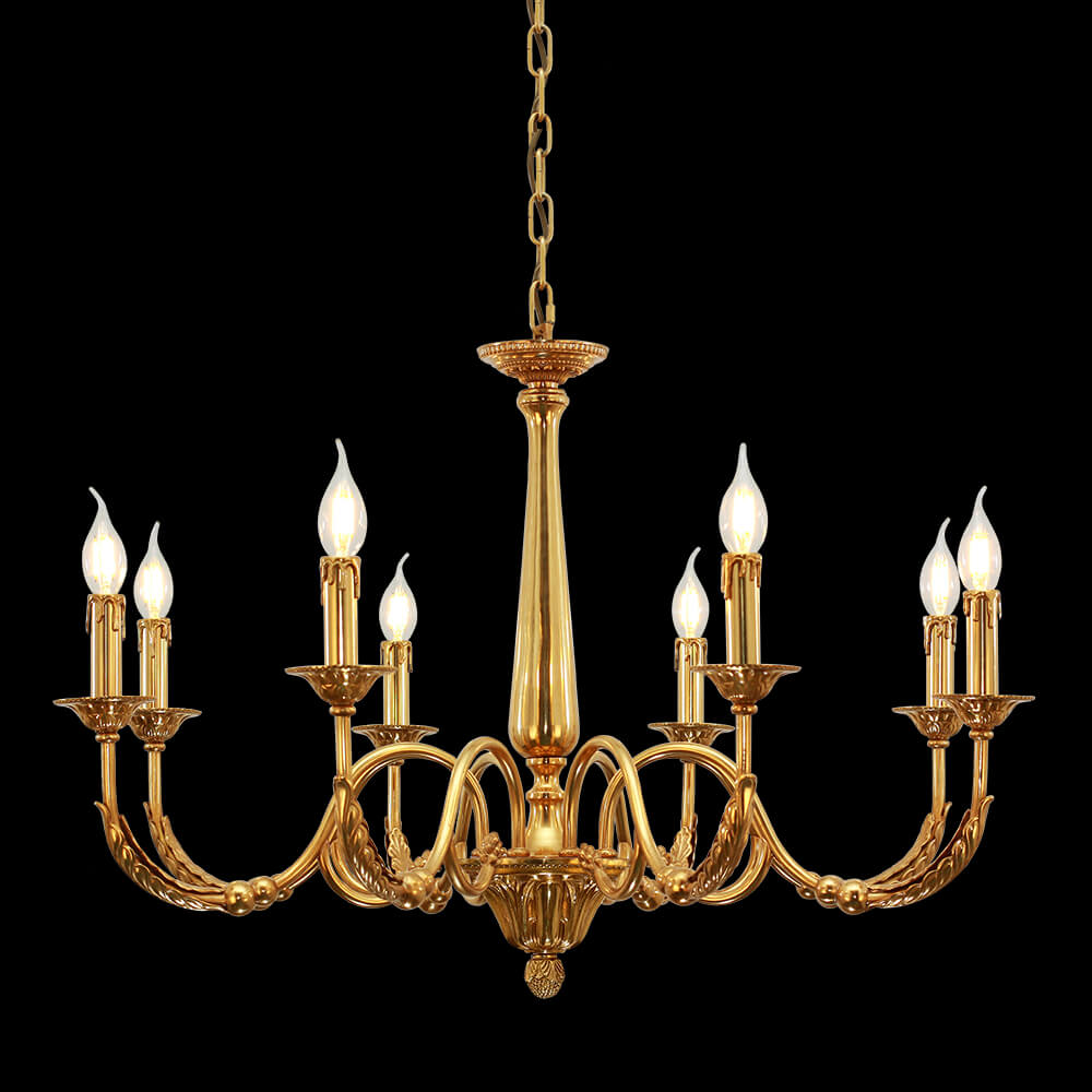 8 Lights Vintage French Gold Brass Chandelier XS0480-8