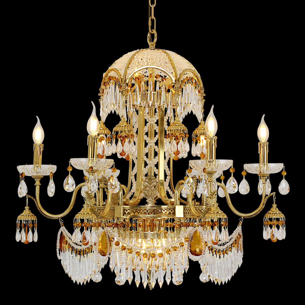 10 Lights French Empire Bronze and Crystal Chandelier XS0486