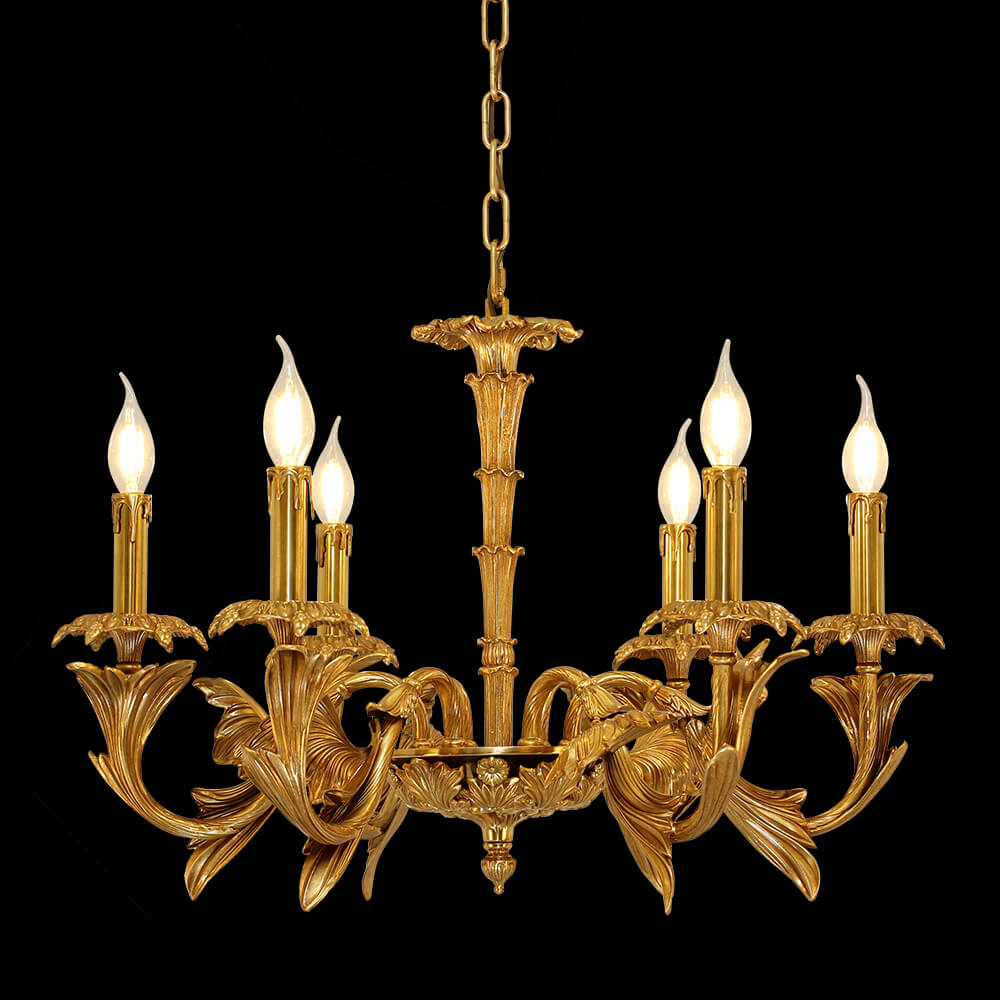 6 Limyè Barok Style franse an kwiv chandelye XS3005-6