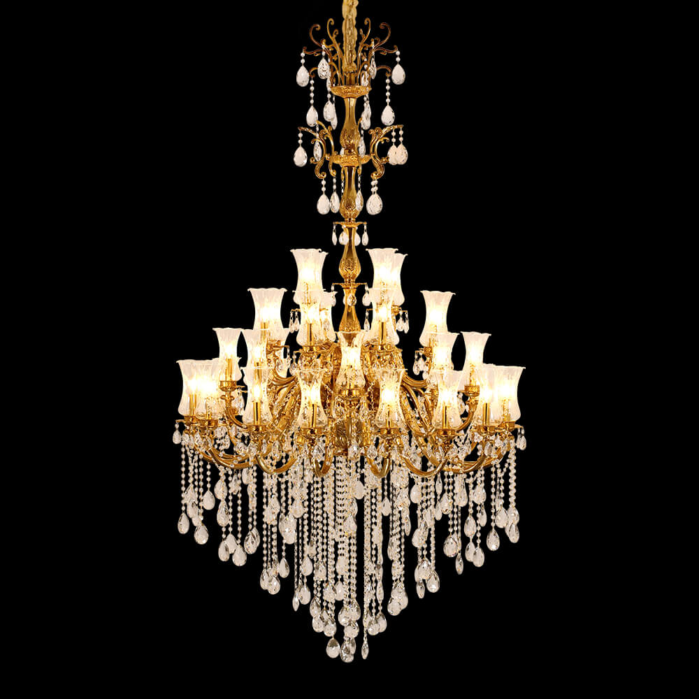36 Lights Candle Style Brass and Crystal Chandelier XS3007-18A