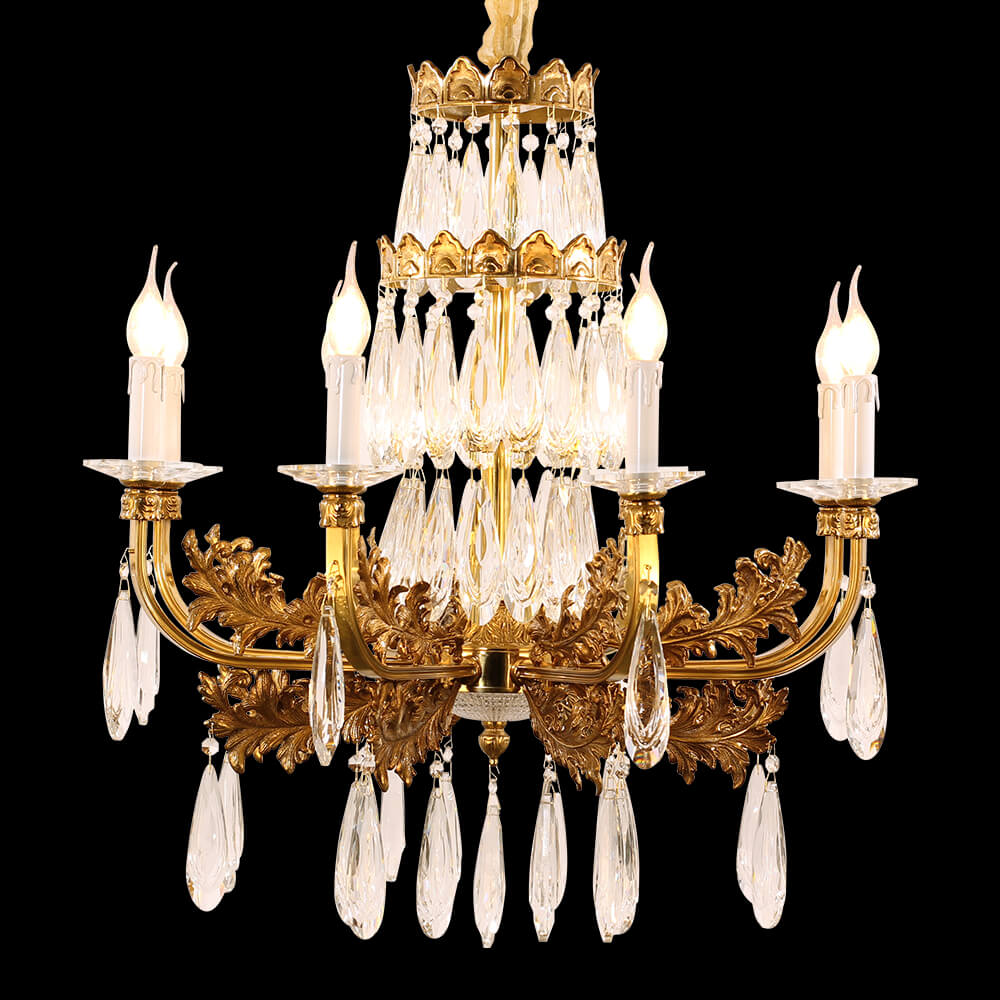 8 Lights Candle Style Brass and Crystal Chandelier XS3051-8