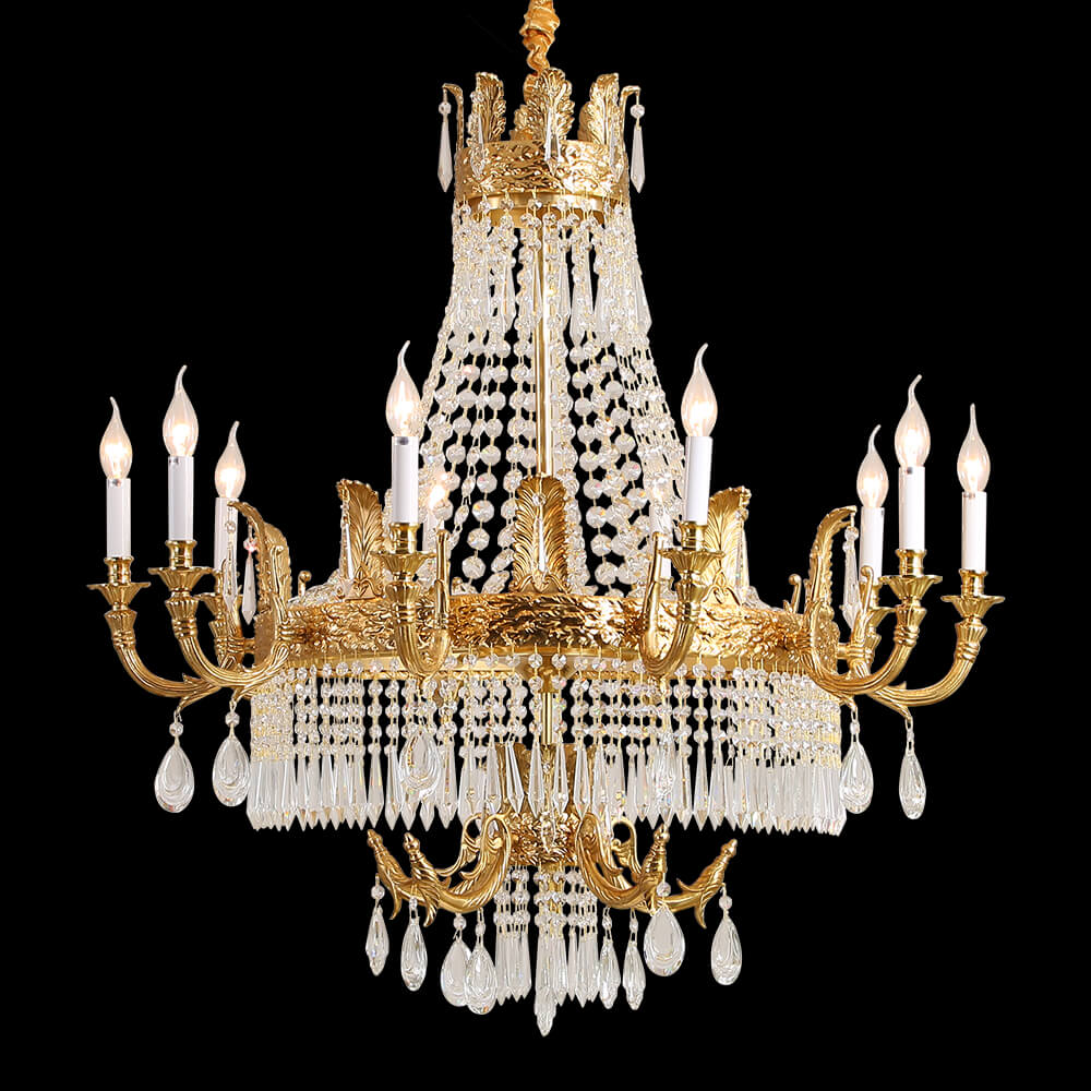 Lámpara de araña de cristal de latón imperio francés de 10 luces XS3053-10