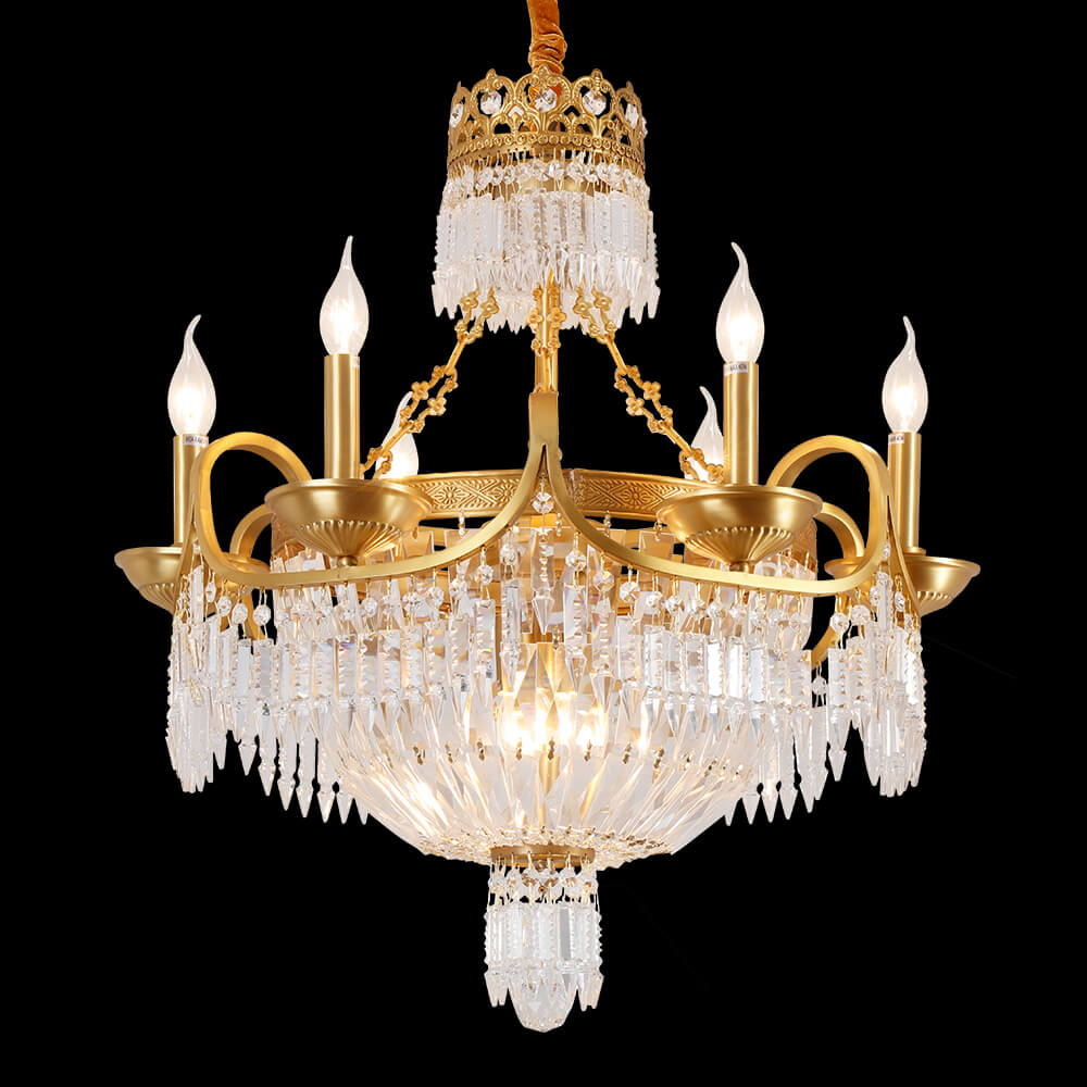 29 Inch French Empire Brass Crystal Chandelier XS3055-6