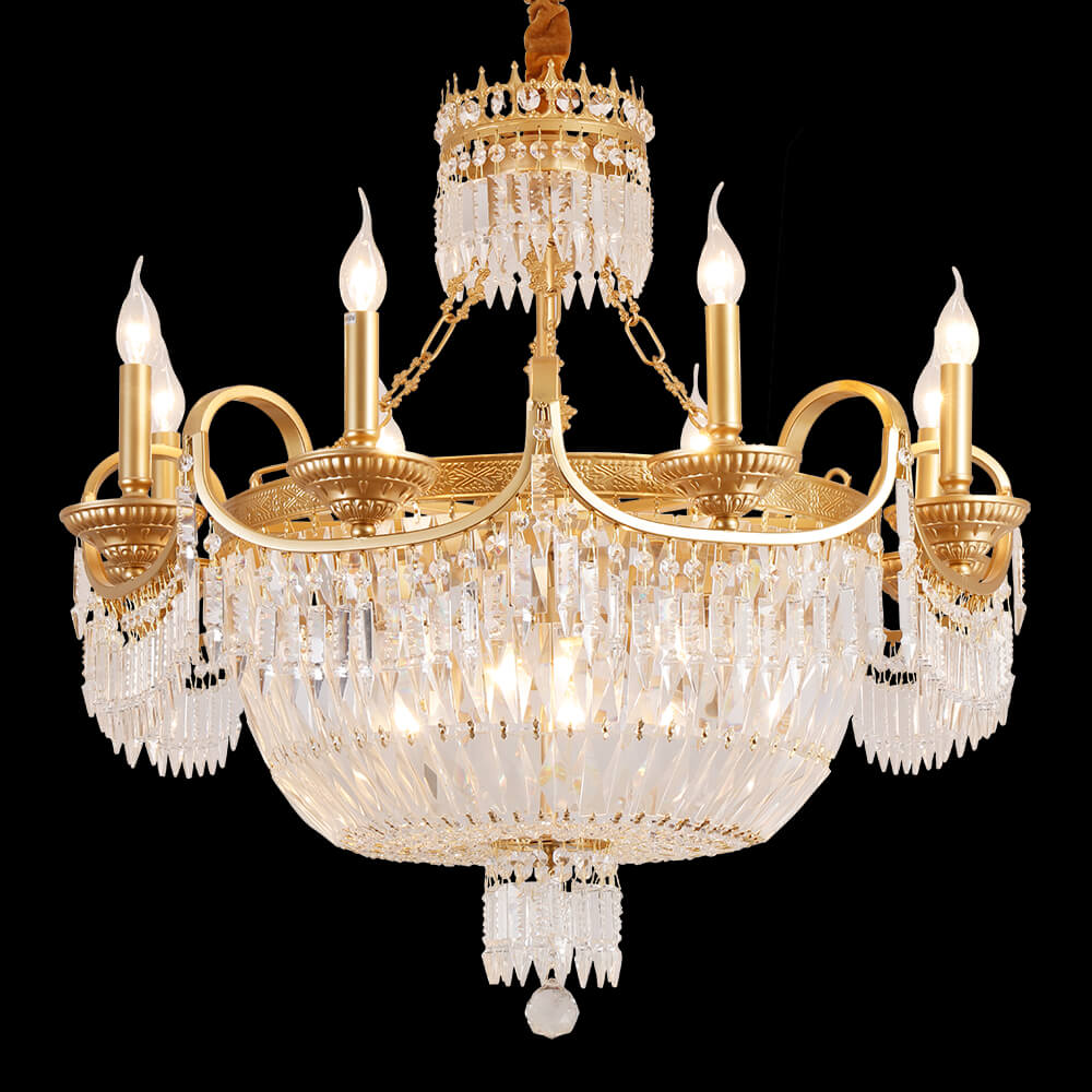 34 Inch French Empire Brass Crystal Chandelier XS3055-8