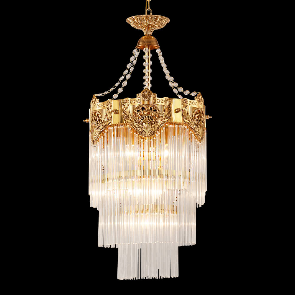 16 Inch 3 Layers Brass and Glass Chandelier XS3064-400