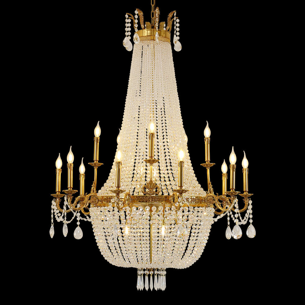 French Empire Brass and Crystal Chandelier XS3083-10+5
