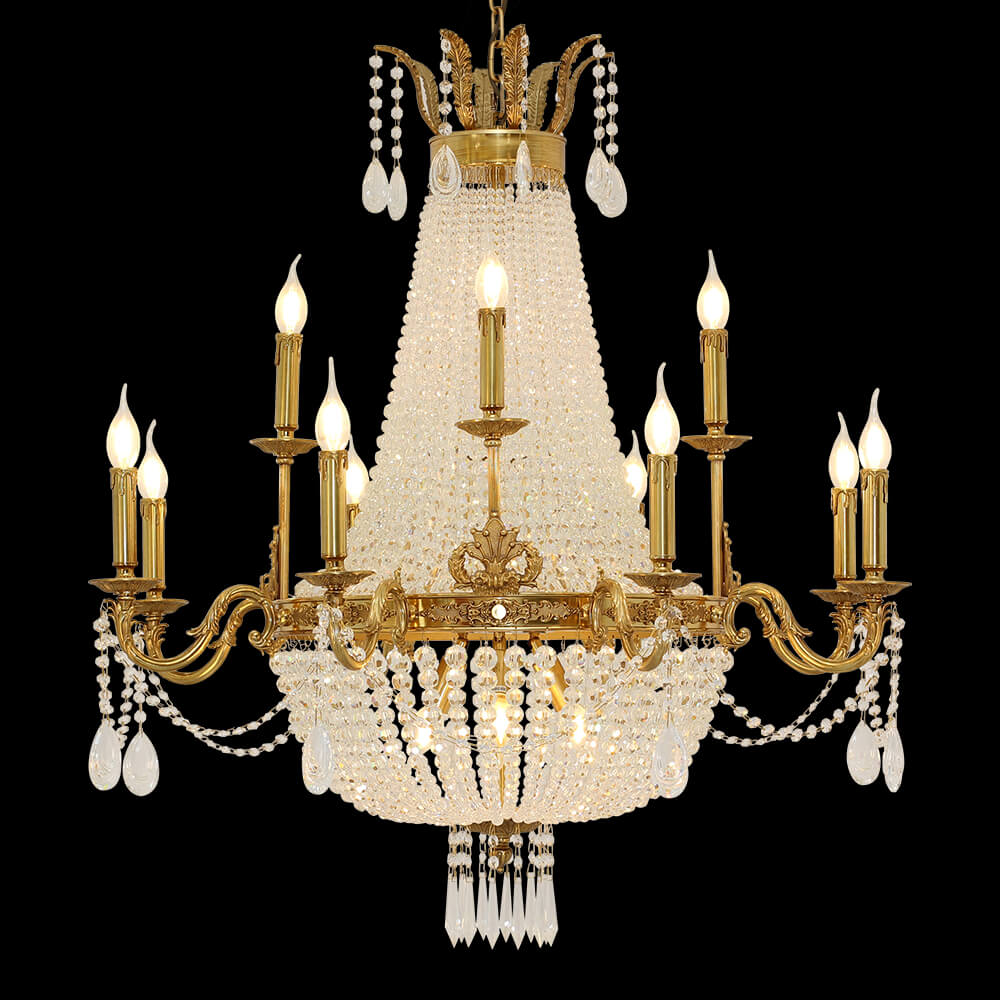37 Inch French Empire Brass Crystal Chandelier XS3083-8+4