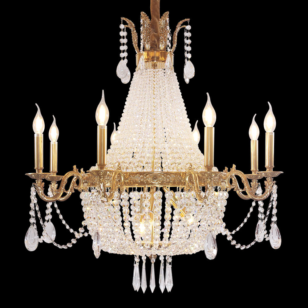 33 Inch French Empire Brass Crystal Chandelier XS3083-8