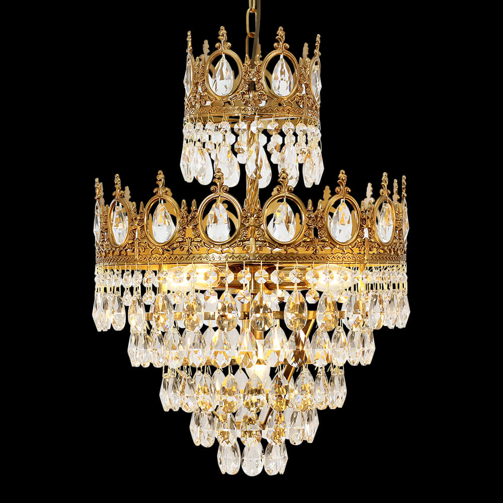 Lampadario di cristallo in ottone impero francese da 15 pollici XS3090-380