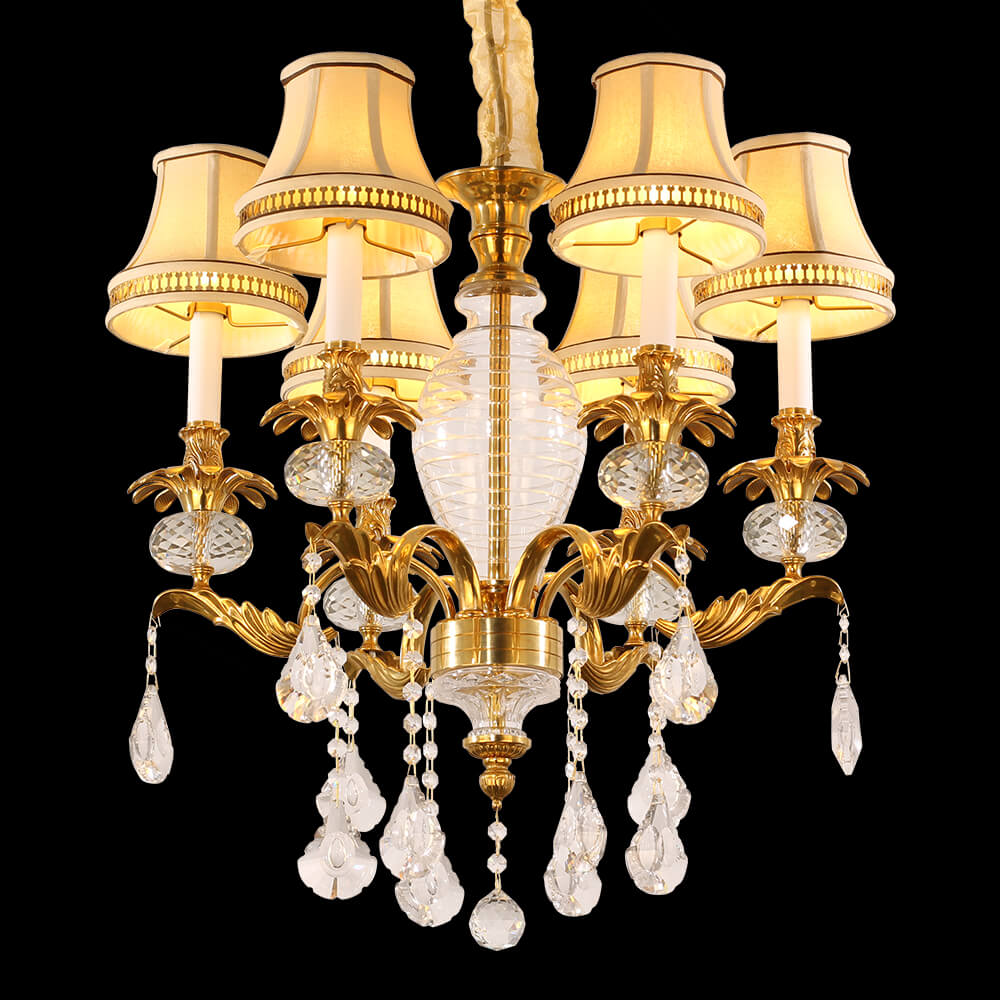 6 Lights Brass Crystal Chanelier XS3091-6