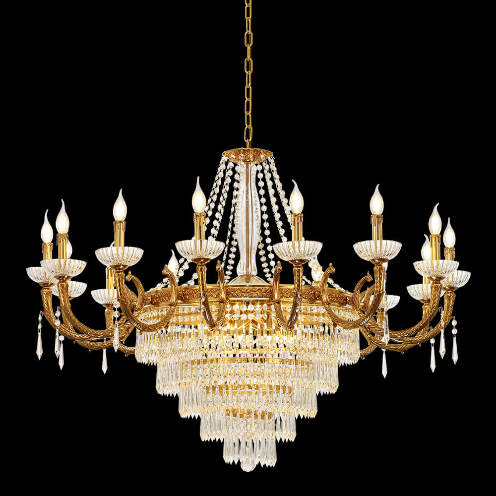 37 Inch French Empire Brass Crystal Chandelier XS3126-12