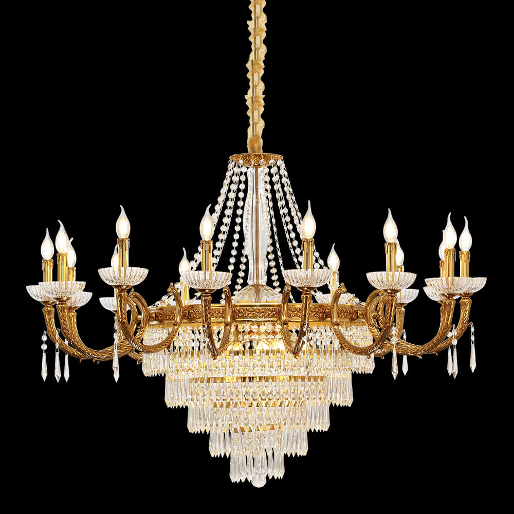 Lampadario di cristallo in ottone impero francese da 47 pollici XS3126-15