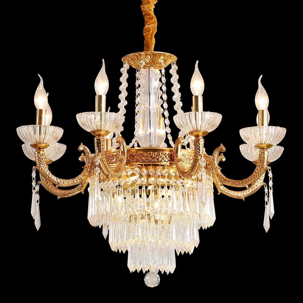 French Empire Brass and Crystal Chandelier XS3126-8