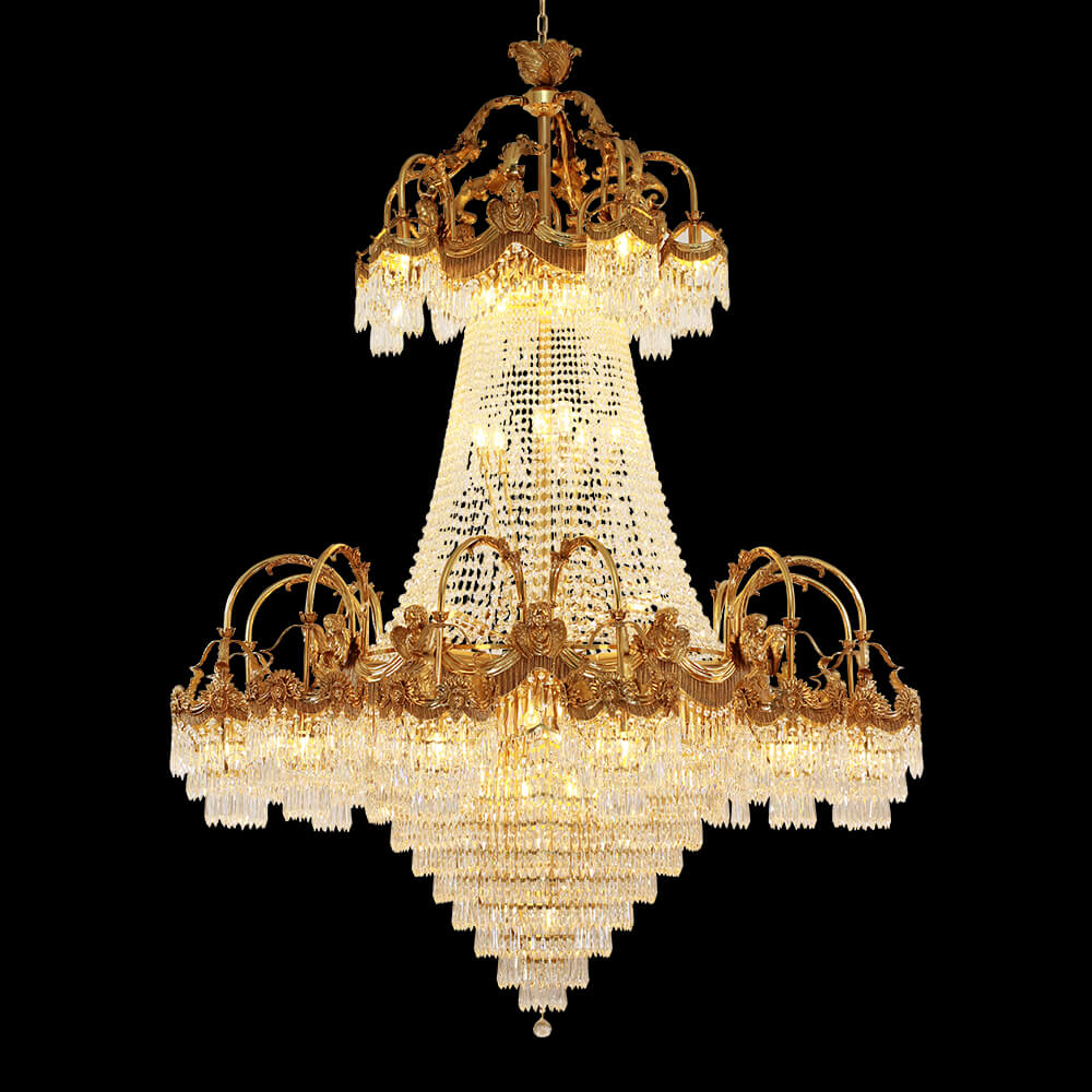 Lampadario di cristallo in ottone impero francese da 71 pollici XS3130-12+6