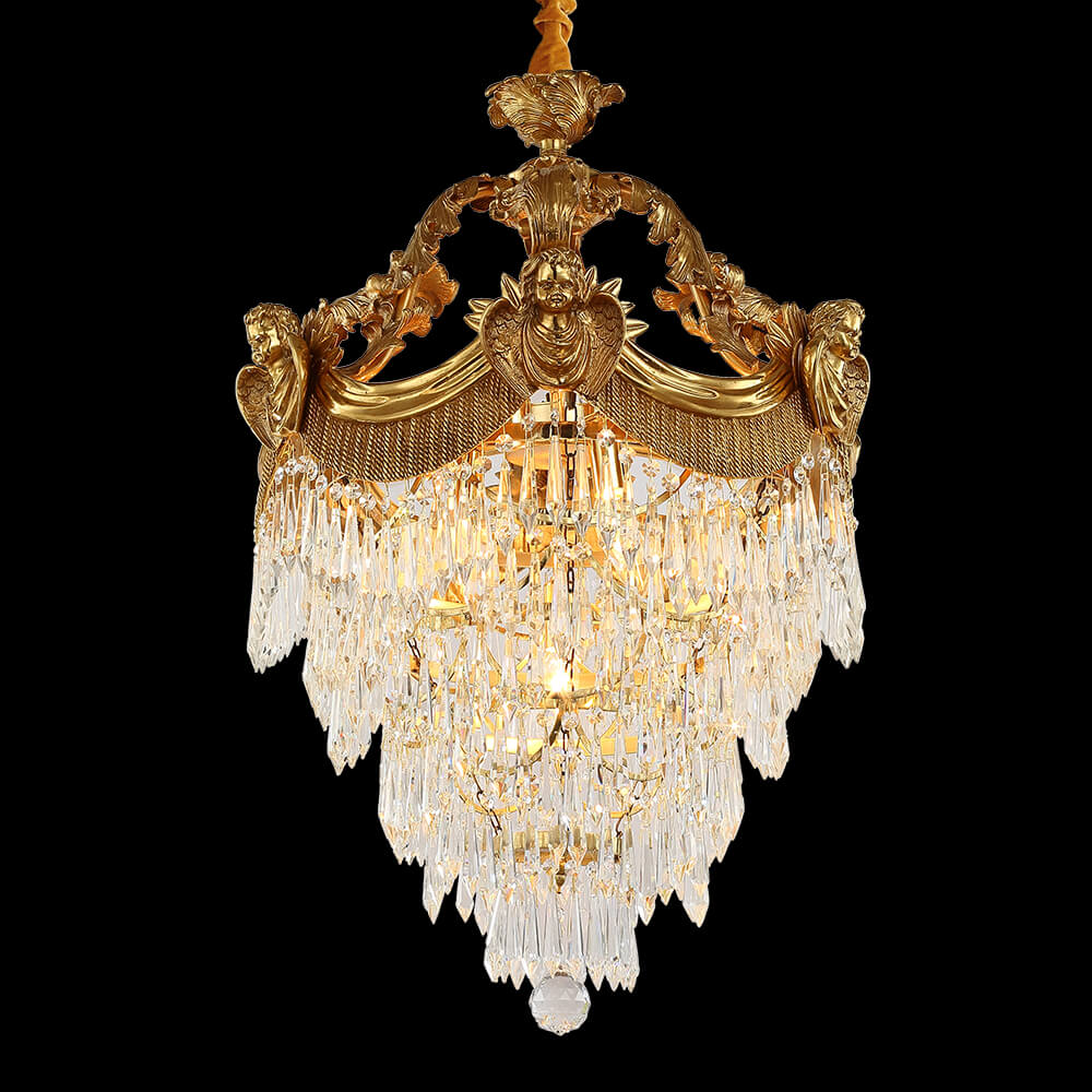 Lampadario di cristallo in ottone impero francese da 24 pollici XS3130-600