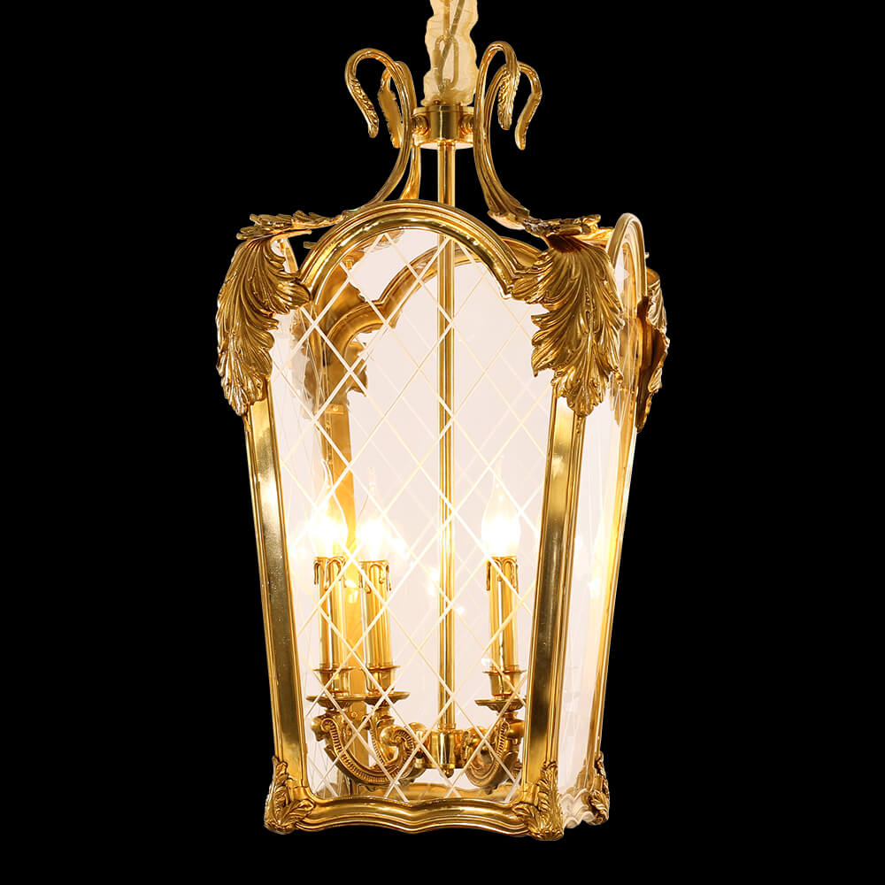 28 Inch Tall 4 Lights Vintage French Gold Brass Lantern Pendant Light XS3133-B