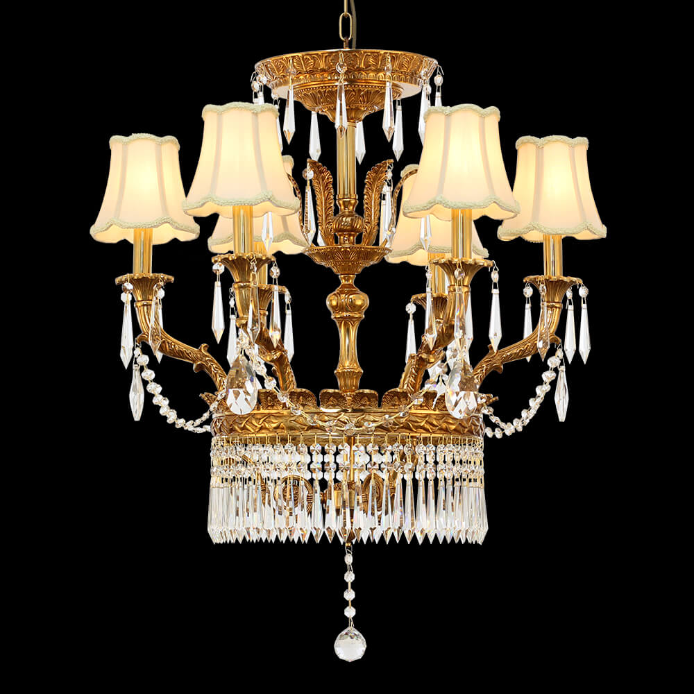 6 Limyè Rococo Style franse an kwiv chandelye XS3135-6