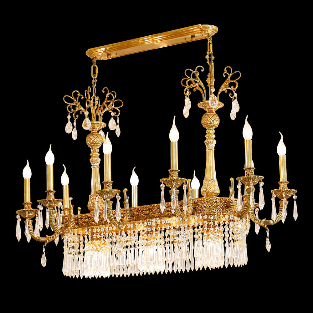 Lampu Gantung Kristal Kuningan Kerajaan Perancis Linier 43 Inci untuk Ruang Makan XS3136-10