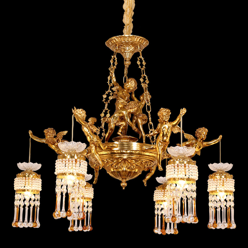 Llambadar francez prej bronzi me 6 drita në stilin Rokoko XS3159-6