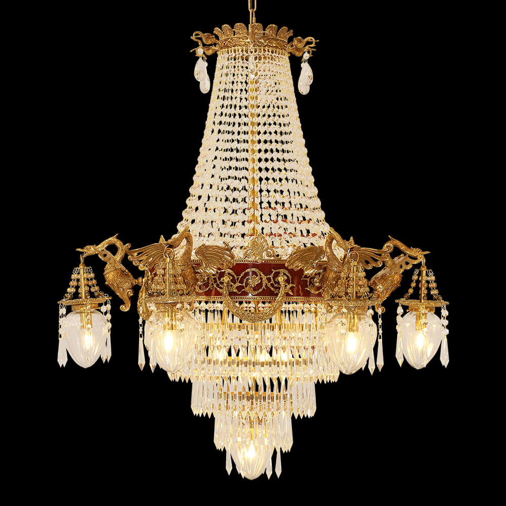 French Empire Brass and Crystal Chandelier XS3163-6