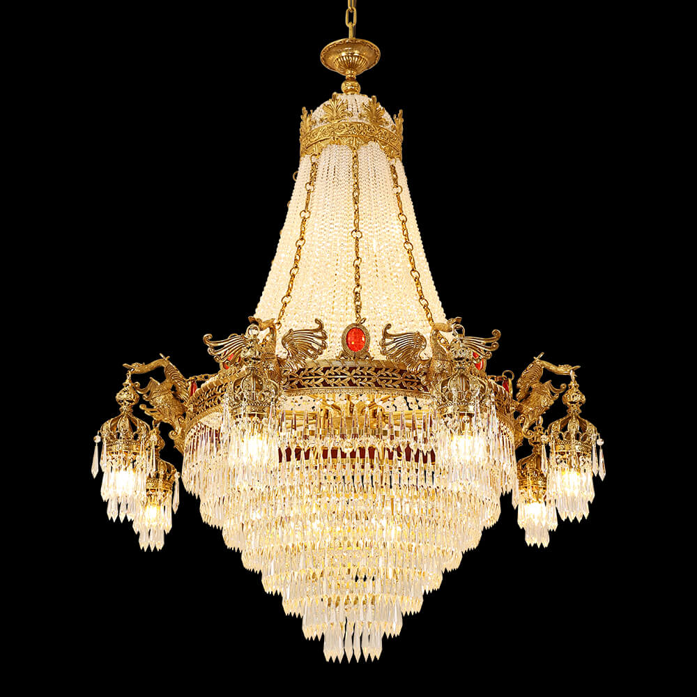 French Empire Brass and Crystal Chandelier XS3163