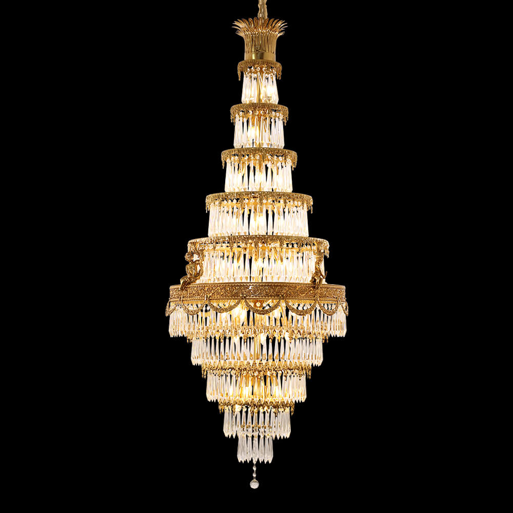 French Empire Brass and Crystal Chandelier XS3164-A