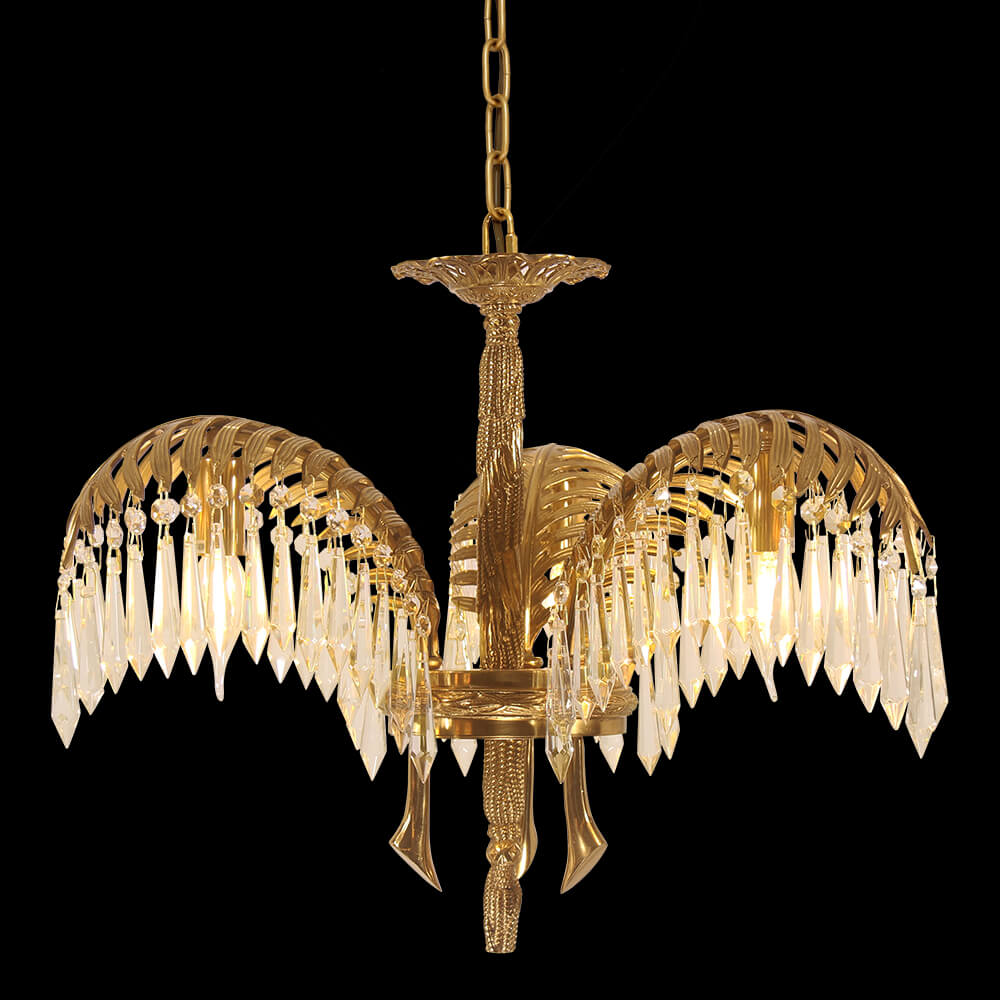 21 Inch 1 Layer Palm Tree Brass and Crystal Chandelier XS3170-3