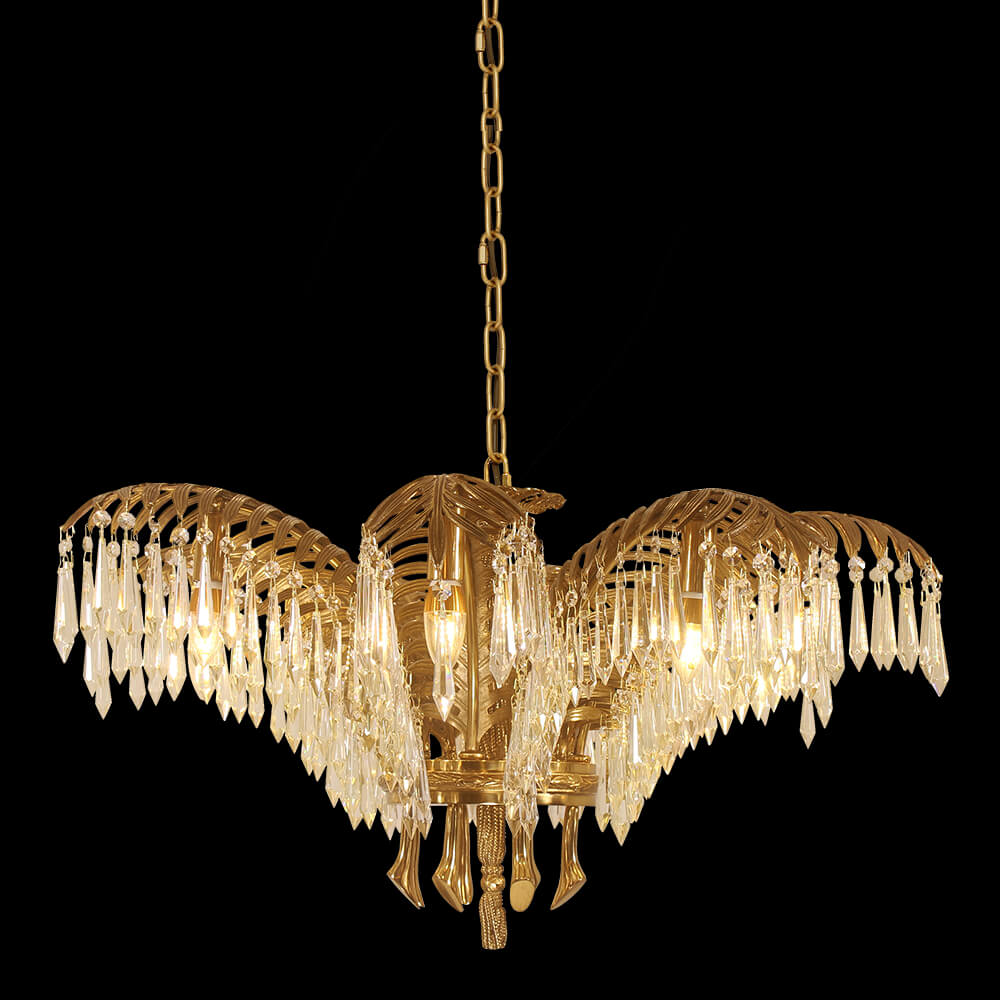 32 Inch 1 Layer Palm Tree Brass and Crystal Chandelier XS3170-8