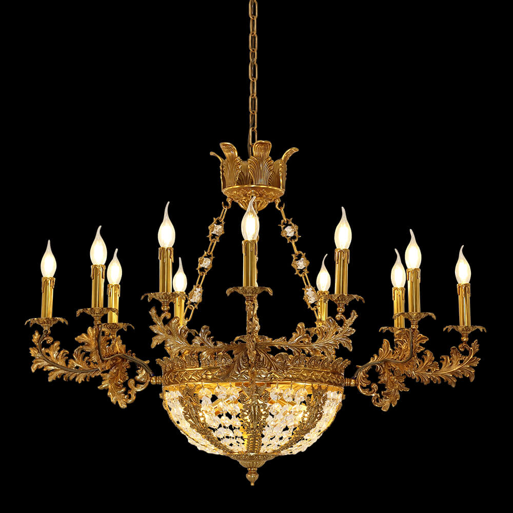 Lampadario in ottone francese a 16 luci in stile rococò XS3171-12