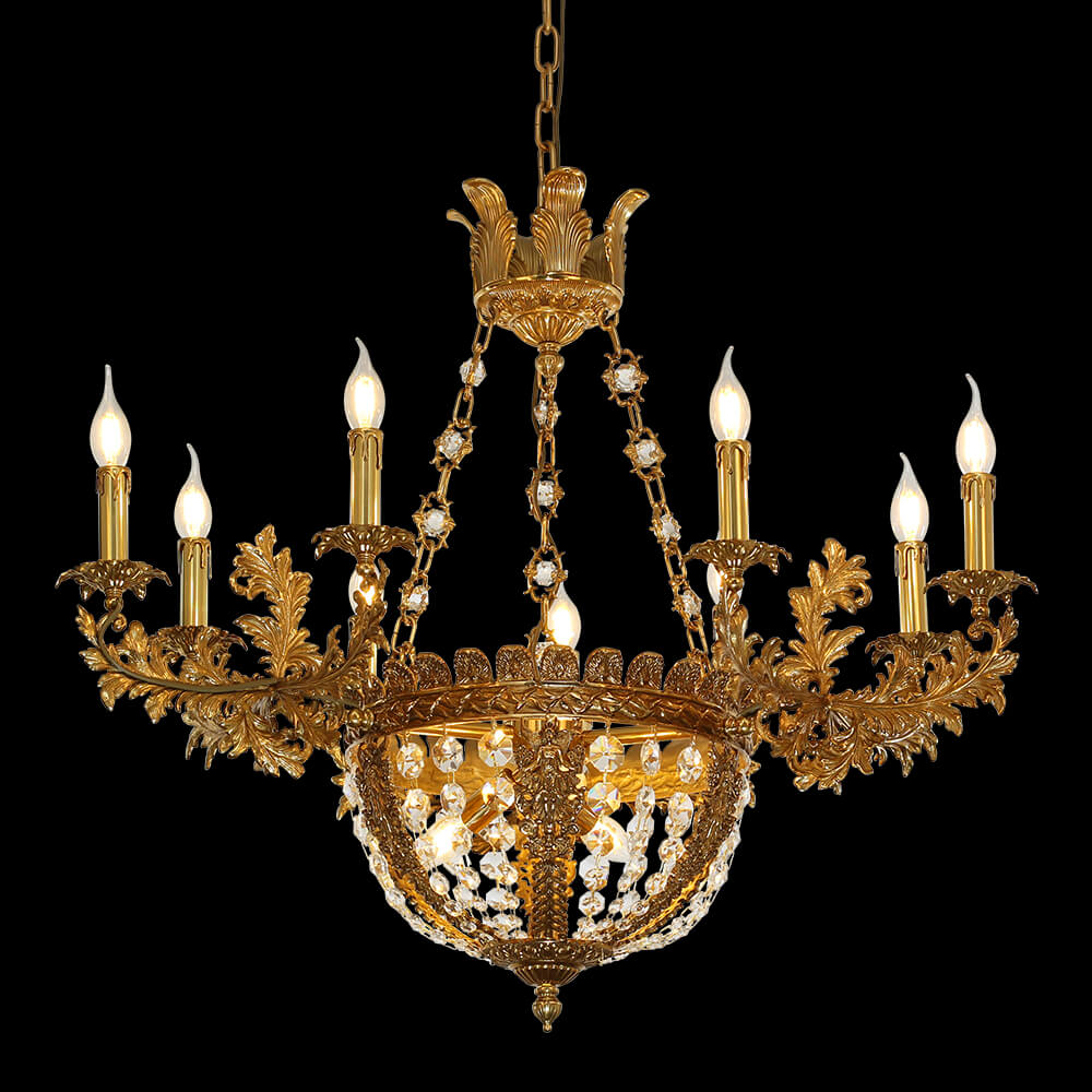 Francuski mosiężny żyrandol XS3171-9 z 12 lampami w stylu rokoko