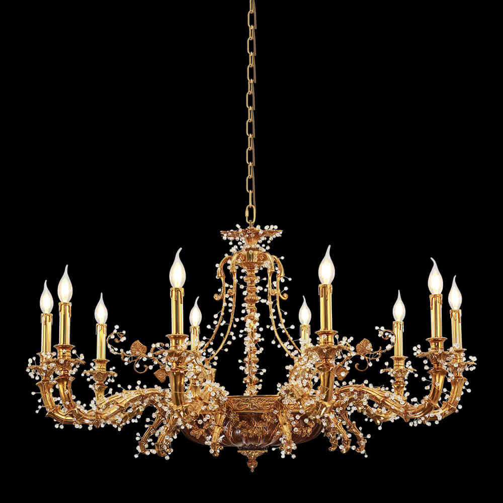 Lampadario in ottone francese a 10 luci in stile rococò XS3176-10