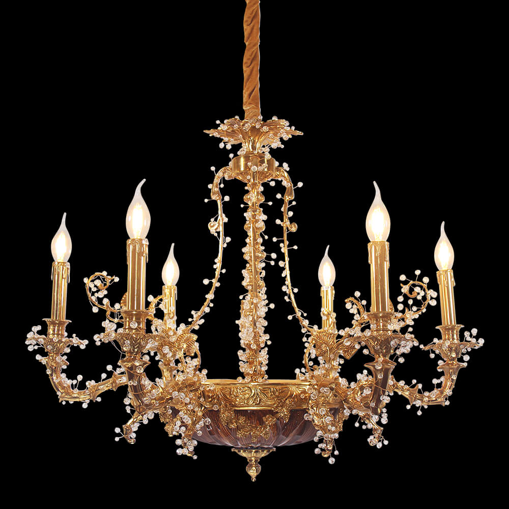 6 Lampu Rococo Style Perancis Kuningan Chandelier XS3176-6