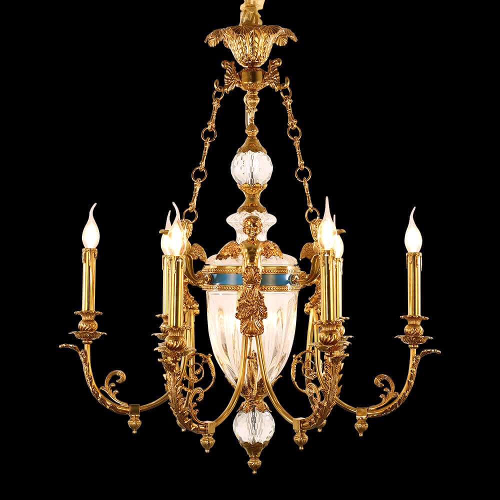 Lampadario in ottone francese a 7 luci in stile rococò XS4003-6