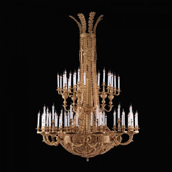 Đèn chùm cực lớn phong cách Baroque Đèn chùm bằng đồng thau của Đế chế Pháp Anqique