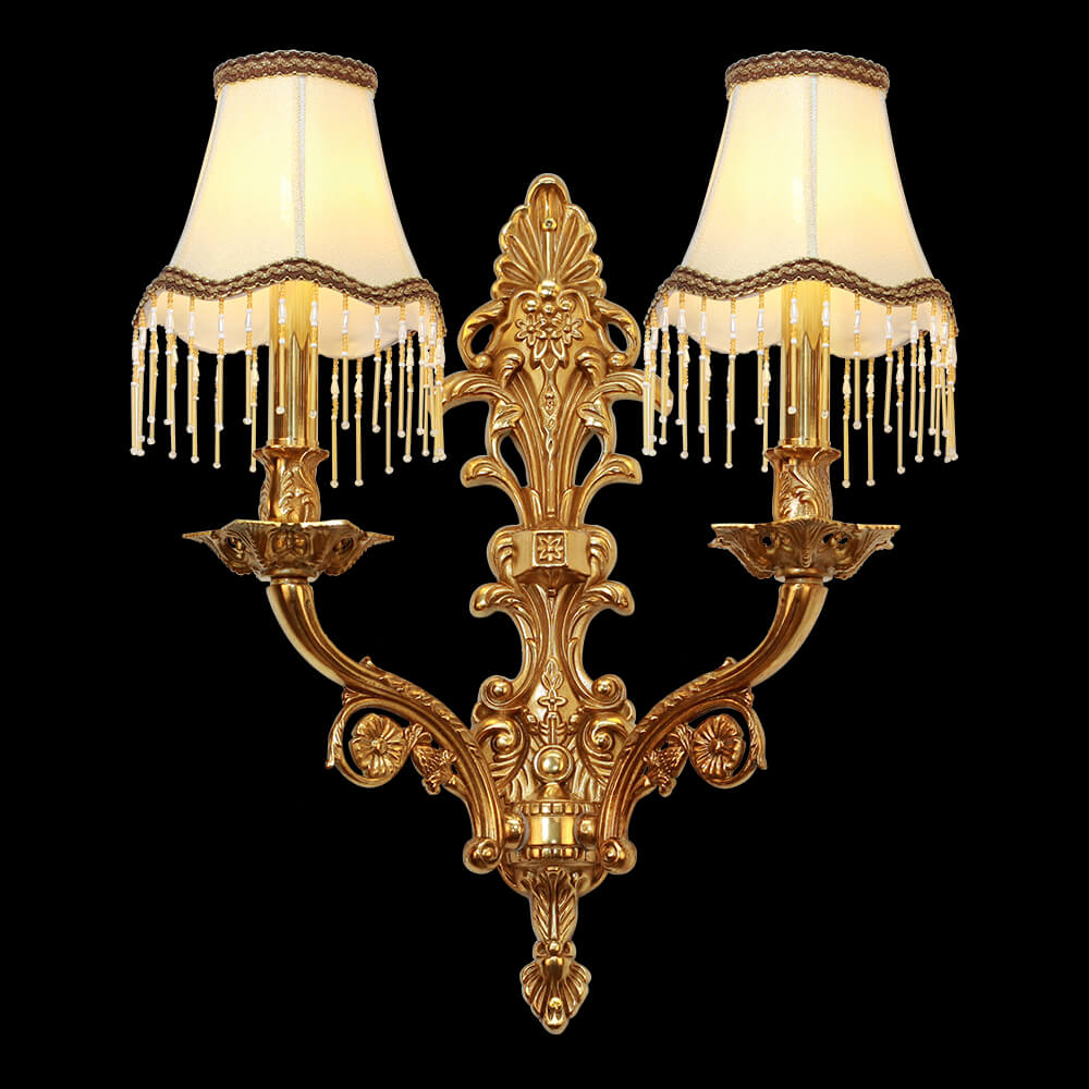 Lampada da parete anticata in rame dorato francese a 2 luci XS9005-2