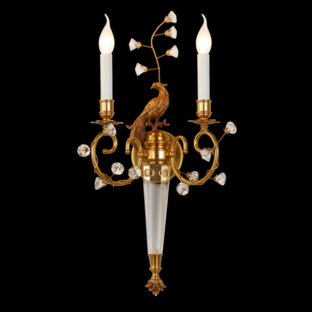 2 Kahayag Rococo Style Brass Wall Lamp nga walay Shade XS9008A