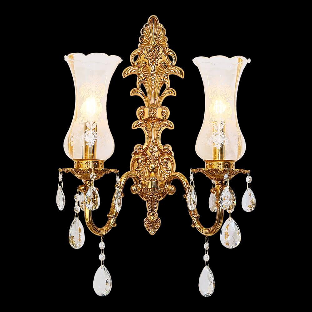 2 Lights French Brass Crystal Wall Light XS9015-2