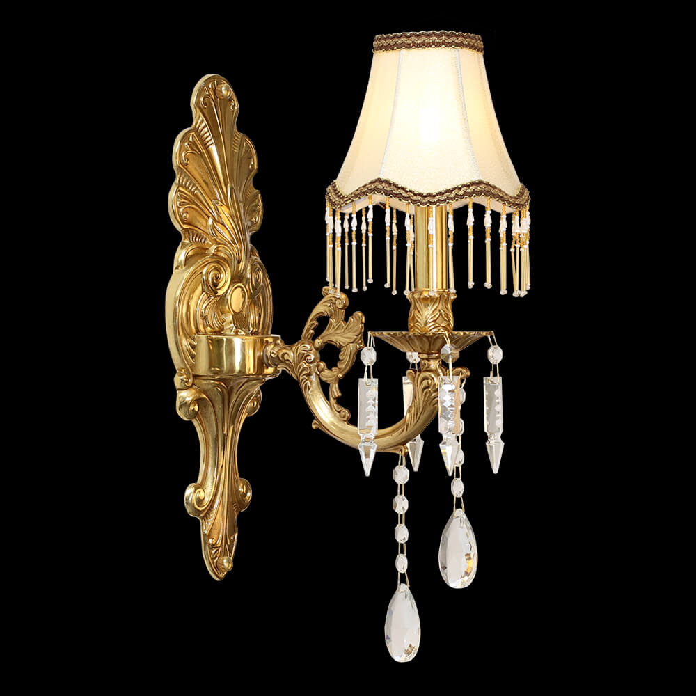1 I-Antique Brass Ekhanyayo kanye ne-Crystal Wall Lamp XS9016-1